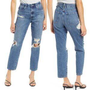GOOD AMERICAN Good Vintage Straight Leg Jeans Distressed Ripped NWT 6 28 Hi Rise